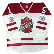 Charger l'image dans la galerie, Maillots de hockey rouges et blancs avec le logo Narragansett Twill