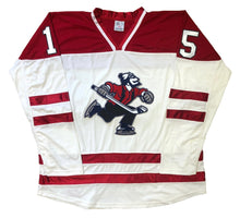 Laden Sie das Bild in den Galerie-Viewer, Rot-weiße Hockey-Trikots mit dem Johnny Canuck Twill-Logo