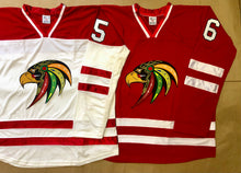 Charger l'image dans la galerie, Maillots de hockey rouges et blancs avec un logo Hawk Twill