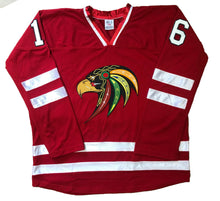 Charger l'image dans la galerie, Maillots de hockey rouges et blancs avec un logo Hawk Twill