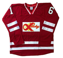 Laden Sie das Bild in den Galerie-Viewer, Rot-weiße Hockey-Trikots mit Lucky Twill-Logo