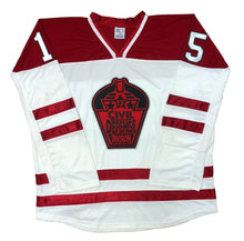 Laden Sie das Bild in den Galerie-Viewer, Rot-weiße Hockey-Trikots mit dem Twill-Logo der 13. Civil Defense Division