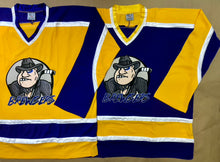 Laden Sie das Bild in den Galerie-Viewer, Lila-goldene Hockey-Trikots mit dem Brewsers-Twill-Logo