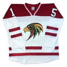 Charger l'image dans la galerie, Maillots de hockey rouges et blancs avec un logo Hawk Twill