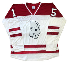 Load image into Gallery viewer, Red and White Hockey Jerseys with a Twill Goalie Mask Logo