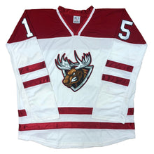 Charger l'image dans la galerie, Maillots de hockey rouges et blancs avec un logo Moose Twill rouge et blanc