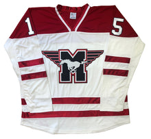 Charger l'image dans la galerie, Maillots de hockey rouges et blancs avec le logo en sergé brodé des Mustangs
