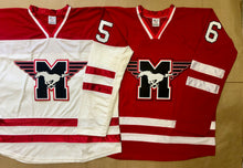 Charger l'image dans la galerie, Maillots de hockey rouges et blancs avec le logo en sergé brodé des Mustangs