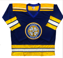 Load image into Gallery viewer, Custom Hockey Jerseys with a Lucky Pucks Embroidered Twill Logo