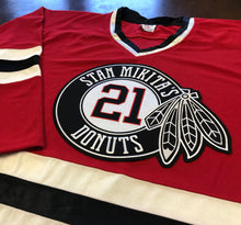 Load image into Gallery viewer, Custom Hockey Jerseys with a Mikita's Donuts Embroidered Twill Logo