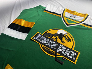 Custom hockey jerseys with the Jurassic Pucks logo