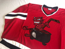 Load image into Gallery viewer, Custom hockey jerseys with Devil with Cauldron embroidered twill crest
