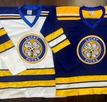 Load image into Gallery viewer, Custom Hockey Jerseys with a Lucky Pucks Embroidered Twill Logo