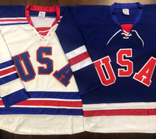 Charger l'image dans la galerie, Maillots de hockey personnalisés avec un écusson en sergé de l'équipe USA