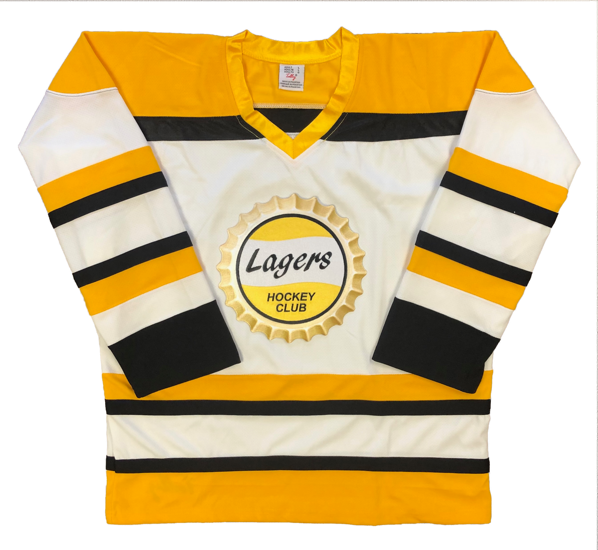 Custom Hockey Jerseys with the Lagers Hockey Club Embroidered Twill Lo