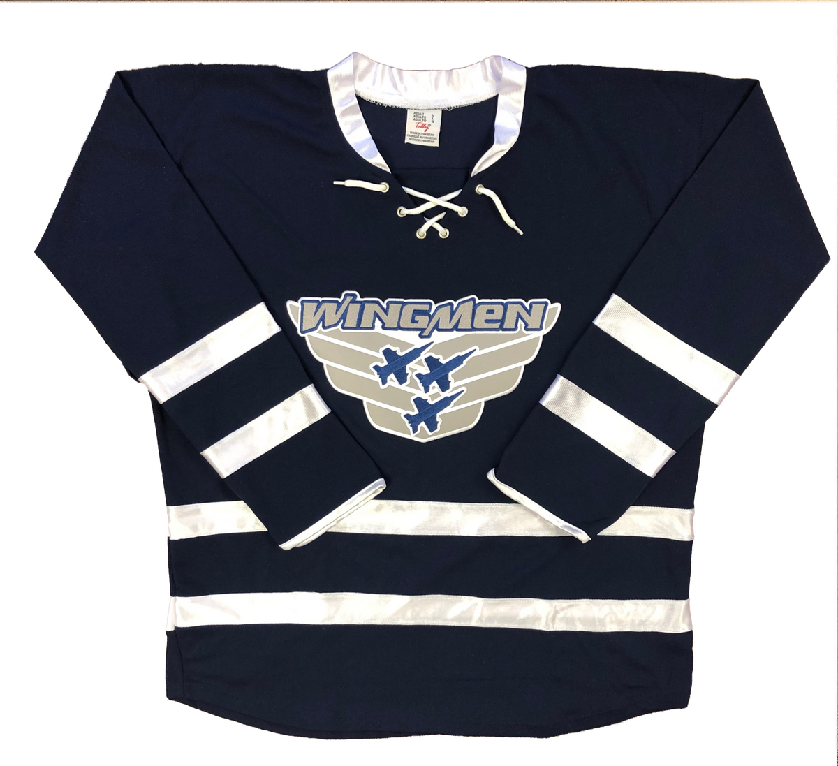 Custom Hockey Jerseys with The Wingmen Embroidered Twill Crest Tally