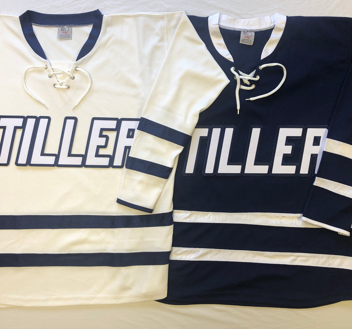 Custom Hockey Jerseys with the TILLER Team Logo Tally Hockey Jerseys
