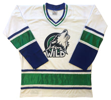 Load image into Gallery viewer, Custom hockey jerseys with the Wild team logo.