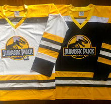 Load image into Gallery viewer, Custom Hockey Jerseys with a Jurassic Puck Embroidered Twill Logo