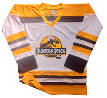 Load image into Gallery viewer, Custom Hockey Jerseys with a Jurassic Puck Embroidered Twill Logo