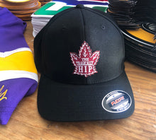 Load image into Gallery viewer, Flex-Fit Hat with a Tragically Hip crest / logo $39 (Black)
