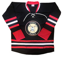 Laden Sie das Bild in den Galerie-Viewer, Individuelle Hockey-Trikots mit dem aufgestickten Hitmen Hockey-Twill-Logo