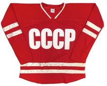 Load image into Gallery viewer, Red and White Hockey Jerseys with a CCCP Twill Logo