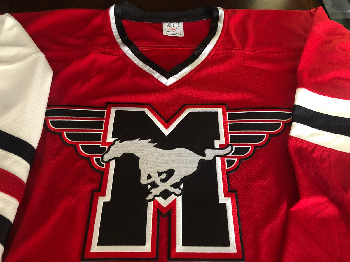 Custom Hockey Jerseys with the Mustangs Twill Logo