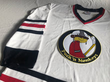 Load image into Gallery viewer, Custom hockey jerseys with the Puck'N Monkeys logo