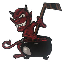 Load image into Gallery viewer, Devil with Cauldron embroidered twill logo