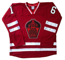 Load image into Gallery viewer, Red and White Hockey Jerseys with the 13th Civil Defense Division Twill Logo
