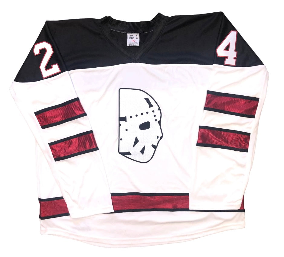 Individuelle Hockey-Trikots mit aufgesticktem Twill-Logo mit Torwartmaske 