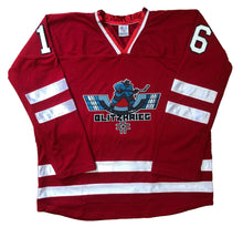 Load image into Gallery viewer, Red and White Hockey Jerseys with the Blitzkrieg Twill Logo
