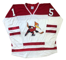 Load image into Gallery viewer, Red and White Hockey Jerseys with the Roadrunners Twill Logo
