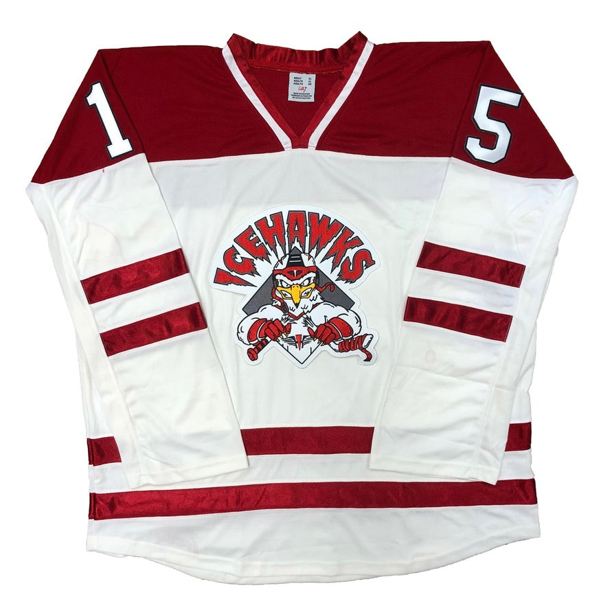 Custom Hockey Jerseys with A Hawk Twill Team Logo Adult XXL / (name and Number on Back and Sleeves) / White