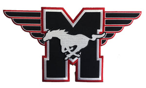 Rot-weiße Hockey-Trikots mit dem Mustangs-Twill-Logo 