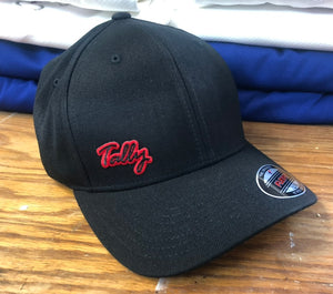 Black Flex-Fit Hat with a small Tally twill crest $30