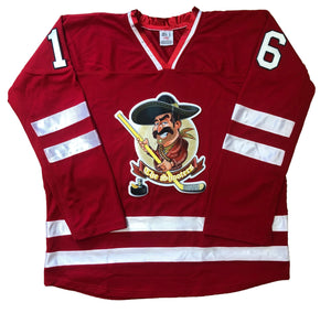 Red and White Hockey Jerseys with The Shooters Twill Logo