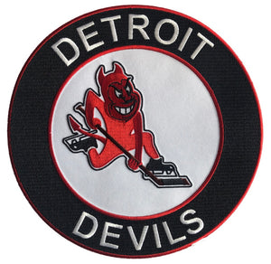 Red and White Hockey Jerseys with the Detroit Devils Twill Logo