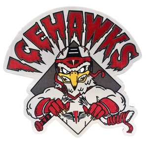 Rot-weiße Hockey-Trikots mit dem Twill-Logo der Ice Hawks 