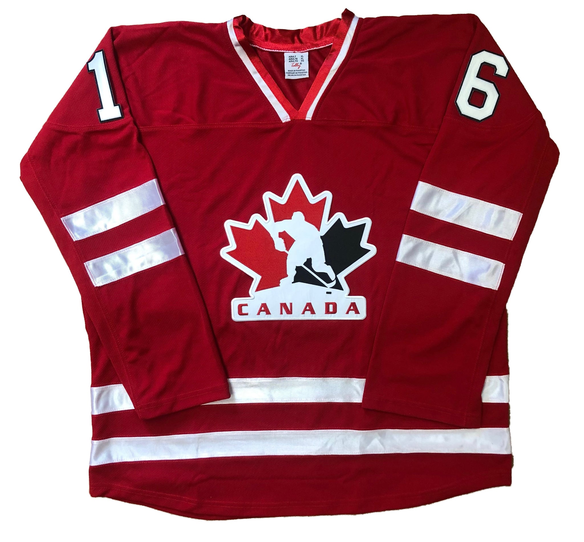 Red and White Hockey Jerseys with A Team Canada Twill Logo Adult Medium / (name and Sleeve Numbers) / White