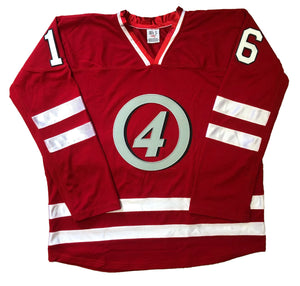Red and White Hockey Jerseys with the Fantastic 4 Twill Logo