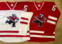 Load image into Gallery viewer, Red and White Hockey Jerseys with the Johnny Canuck Twill Logo
