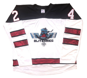 Custom Hockey Jerseys with a Blitzkrieg Embroidered Twill Logo