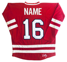 Load image into Gallery viewer, Red and White Hockey Jerseys with a Fighting Oysters Twill Logo
