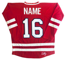 Load image into Gallery viewer, Red and White Hockey Jerseys with the Roadrunners Twill Logo
