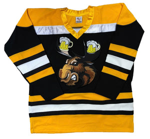 Custom Hockey Jerseys with the Moose with Beer Mug Twill Logo