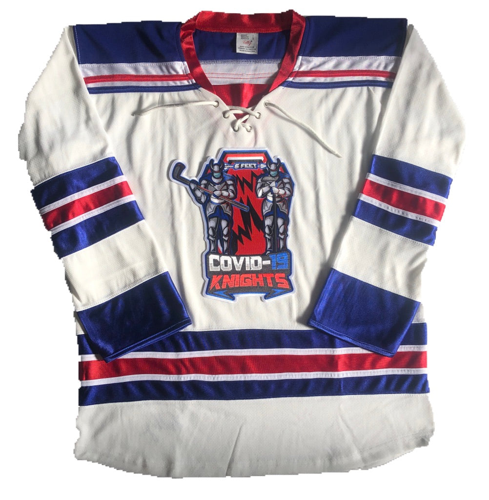 knight monsters jersey Custom Hockey Jerseys with a Knights Embroidered Twill Logo Adult XL / (number on back and sleeves) / White