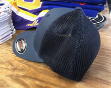Load image into Gallery viewer, Flex-Fit Hat with a Whalers crest / logo $39 (Navy Blue  / Navy Blue)
