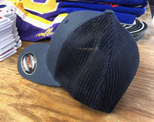 Load image into Gallery viewer, Flex-Fit Hat with a Peace Sign crest / logo $39 (Navy Blue  / Navy Blue)
